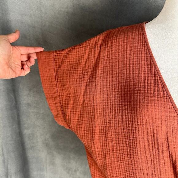 Madewell Top Womens XXL Rust Wrap Short Sleeve Gauze Boho Beach Preppy Resort - Picture 4 of 11